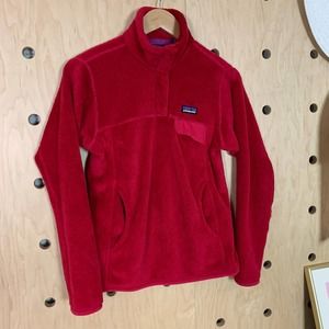 Patagonia Women’s Re-Tool Snap-T Red Fleece Pullover Sweater Sweatshirt Small